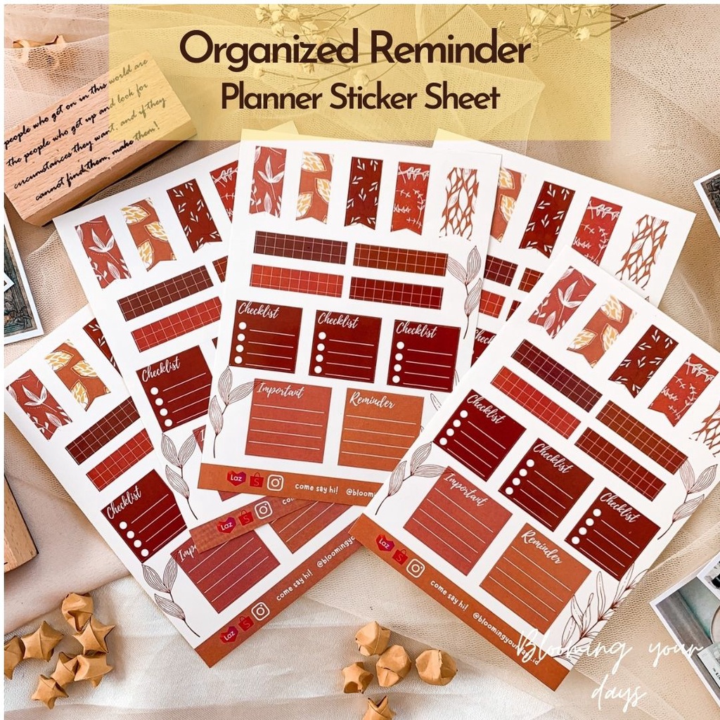 

stiker aesthetic planner reminder checklist organized sticker sheet