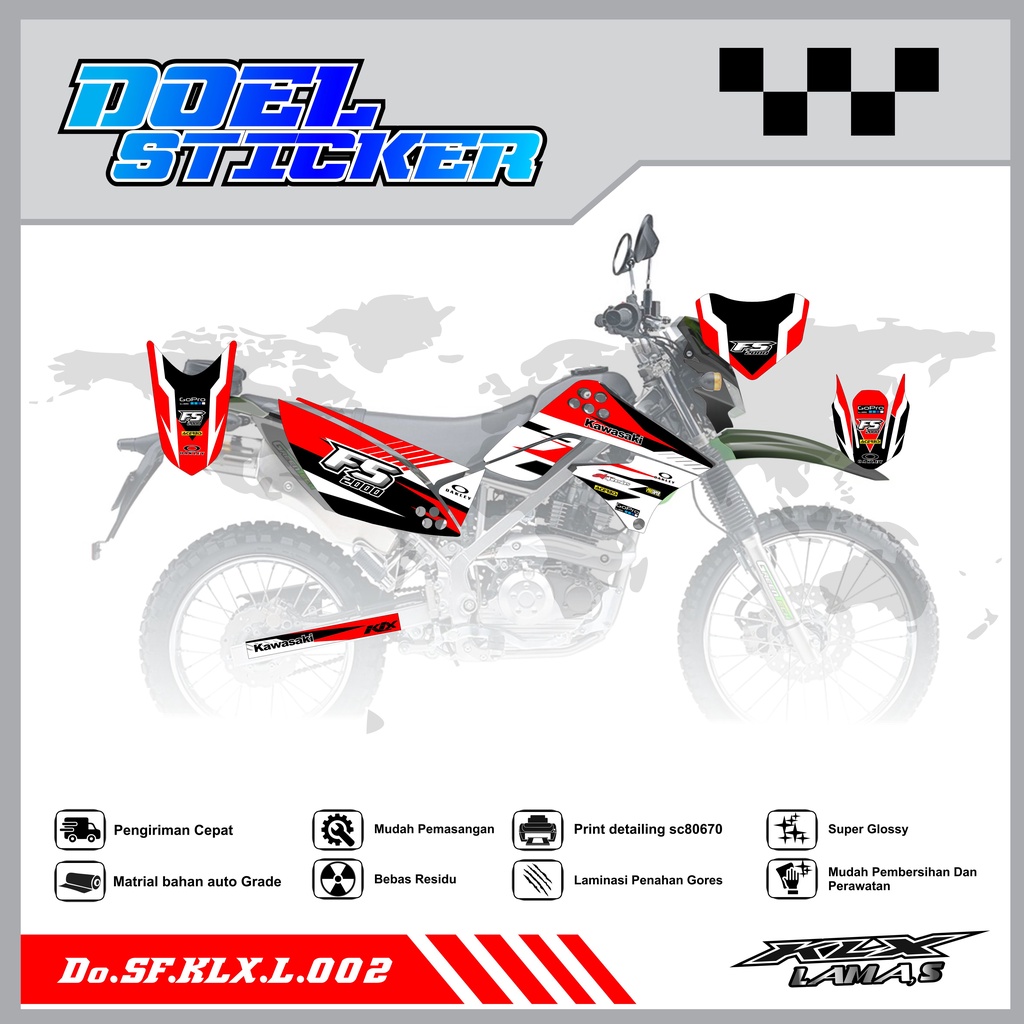 Sticker Striping Honda KLX L , S Lama List Variasi Hologram , Crome Doel 002