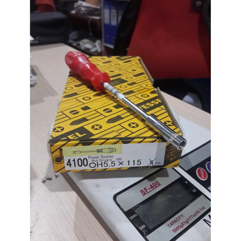 Obeng Power Socket Screwdriver VESSEL Tipe 4100 5.5 X 115