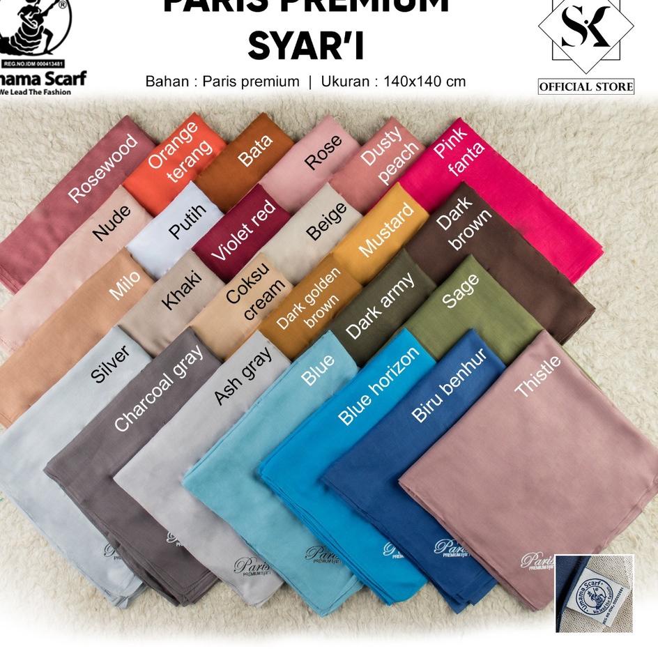 [KODE PRODUK DF07U7869] Jilbab Segiempat Paris Premium Syari Jahit Umama Scarf 140x140cm Hijab Paris