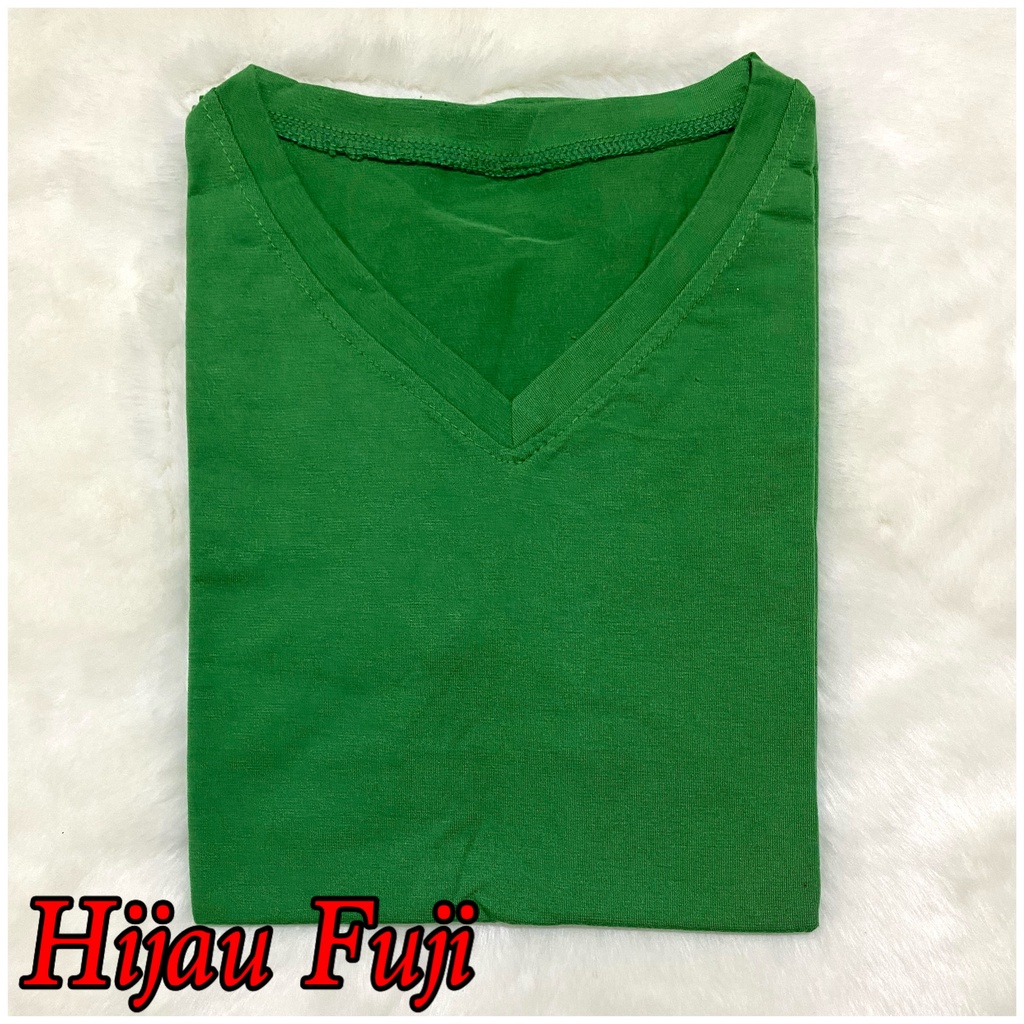 V-NECK JUMBO XXL Panjang / Kaos Polos Basic Vneck Panjang /  t-shirt / Atasan Pakaian Wanita Murah-TPJ XXL- HIJAU FUJI