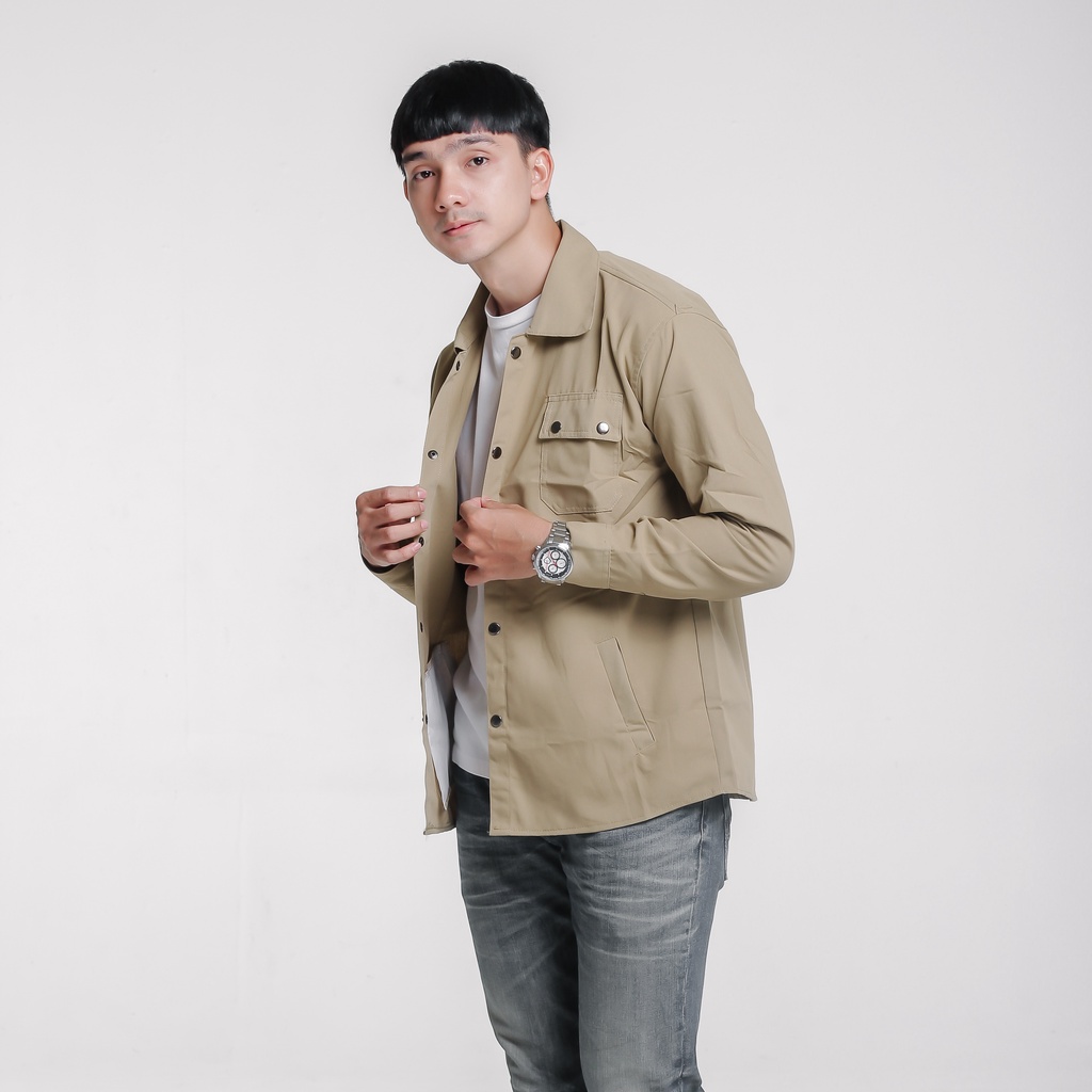 AZ- Jaket Kemeja Semi Parka Khaki-Jaket Pria Wanita Hits