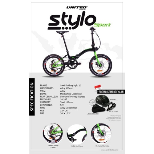 Sepeda Lipat 20 inch Merk United Stylo Sport