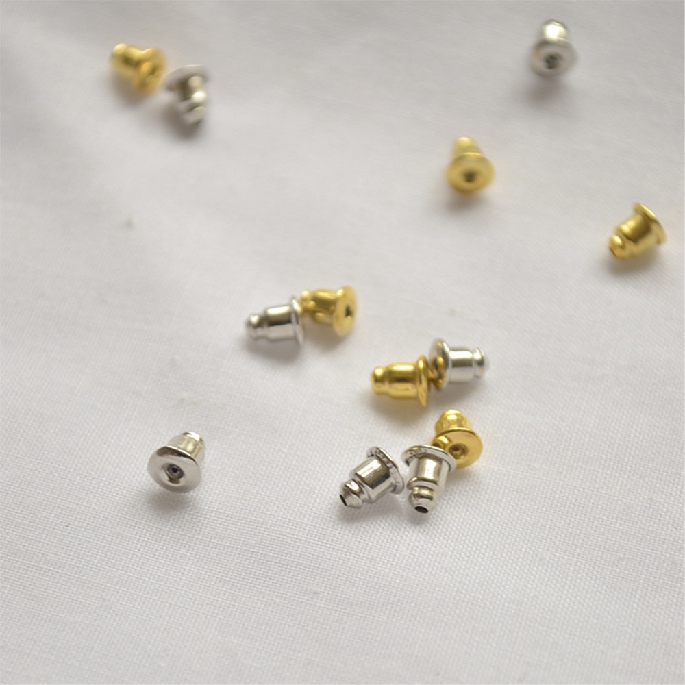 50/100Pcs Anting Tusuk Telinga Bahan Silver Imitasi DIY untuk Wanita