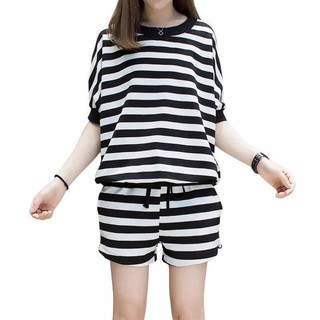 Setelan Kaos T shirt Garis Putih Anak Perempuan Lengan Setelan Kaos T shirt Garis Putih Anak Perempuan Lengan