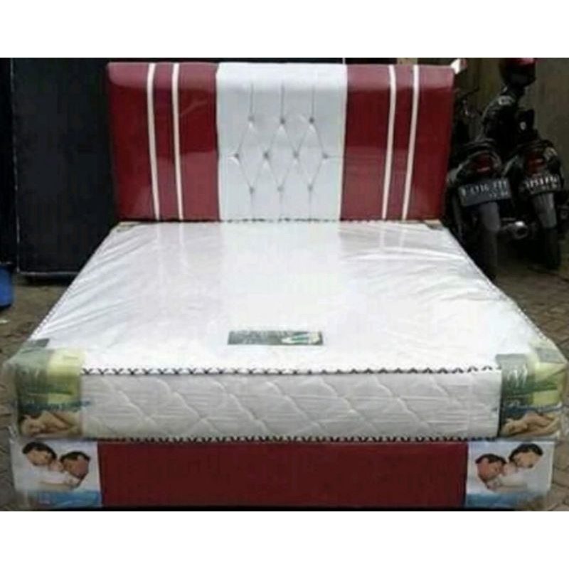 (Gratis Ongkir) Divan + Sandaran Ranjang Dipan Spring Bed Kasur Uk 90x200 120x200 140x200 (Khusus Bandung)