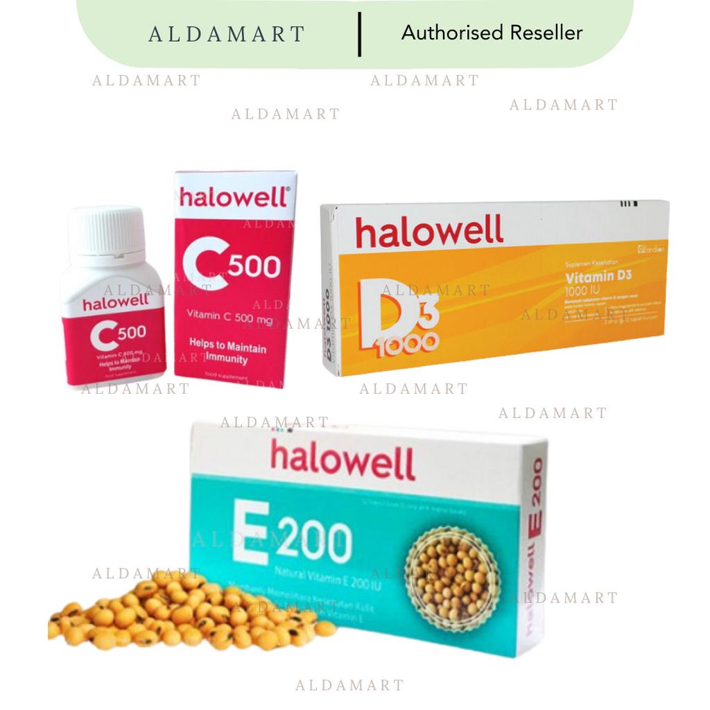 Suplemen Vitamin C | Vitamin E |  Halowell C 500 mg Botol 30 Tablet | Halowell E 200 IU | Vitamin D3