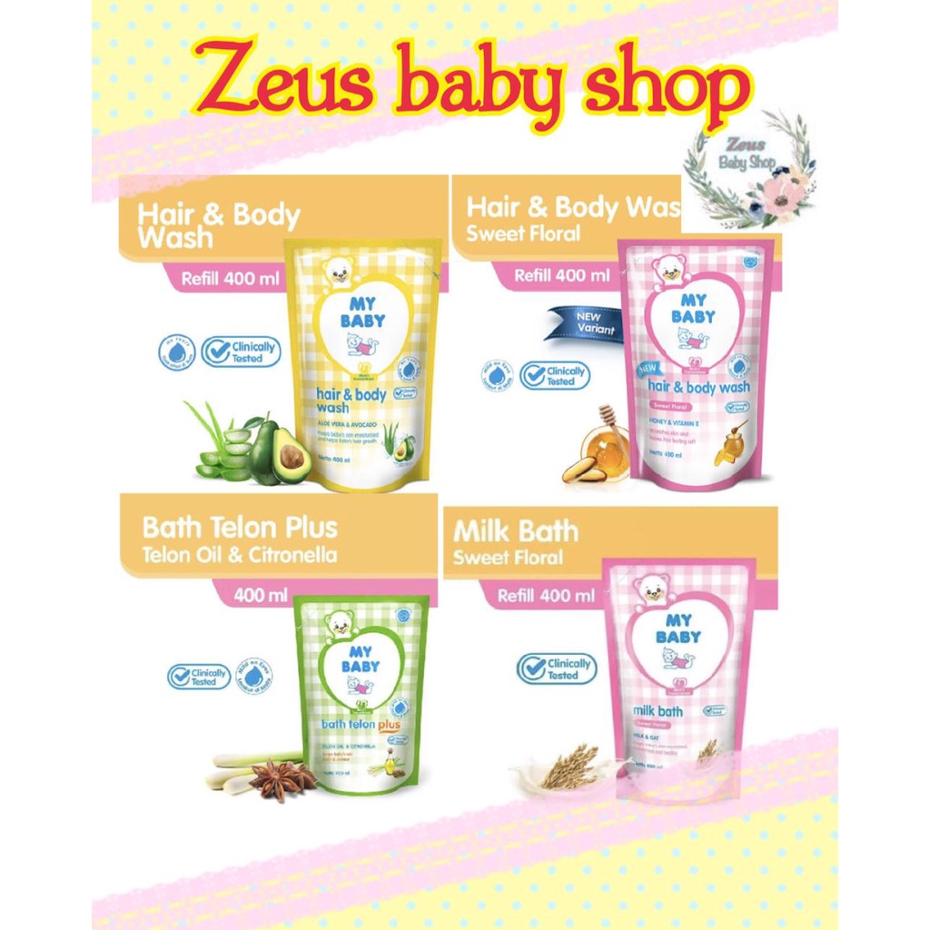 My Baby Milk Bath Sweet Floral / 2in1 Aloe Vera / 2in1 Sweet Floral / Telon Plus Refill 400ml 400 ml