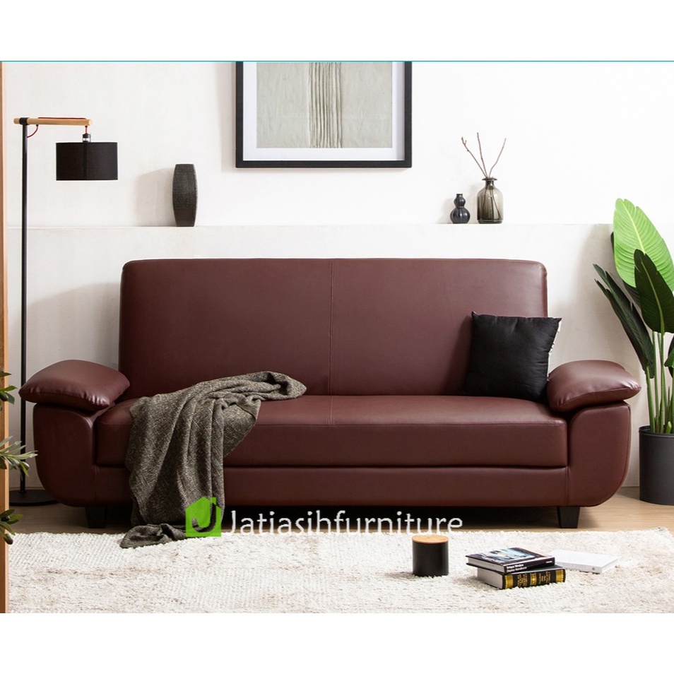 JA - Hato Sofa Bed Minimalis Kulit | Sofabed Ruang Tamu