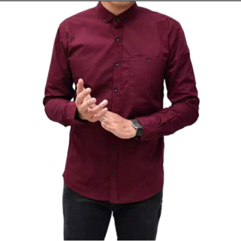 KEMEJA POLOS LENGAN PANJANG SLIMFIT SIZE JUMBO XXL-XXXL