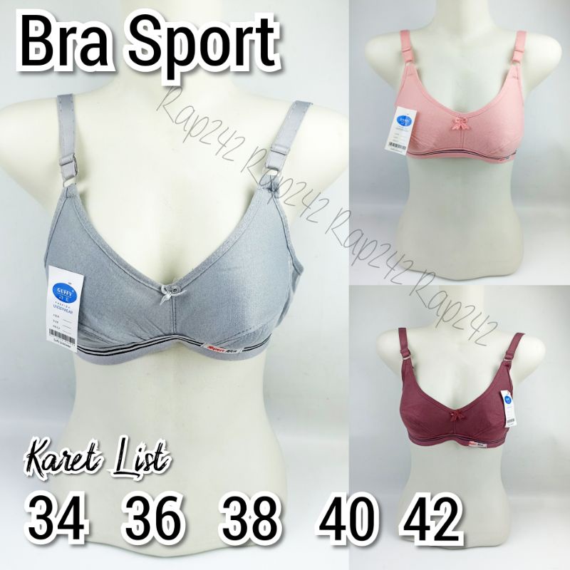 Bra BH Wanita Dewasa GUFFY KARET LIST  34 36 38 40 42 Sport Cup Pakaian Dalam Big Size Jumbo Perempu