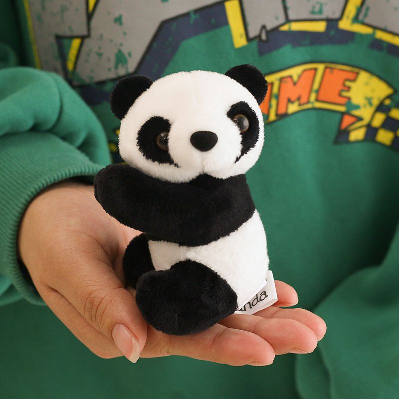 Boneka Plush Panda Clip Black White Hugging Panda Curtain Clip Bookmark Notes Small Stuffed Animal Doll Souvenir Toys