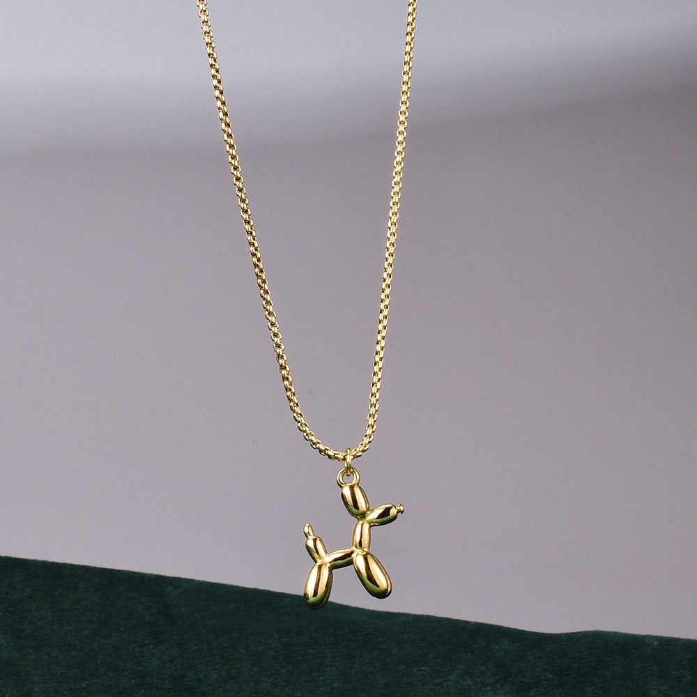 【COD Tangding】Simple Personality Dog Necklace Cute Balloon Stereo Dog Animal Pendant Necklace