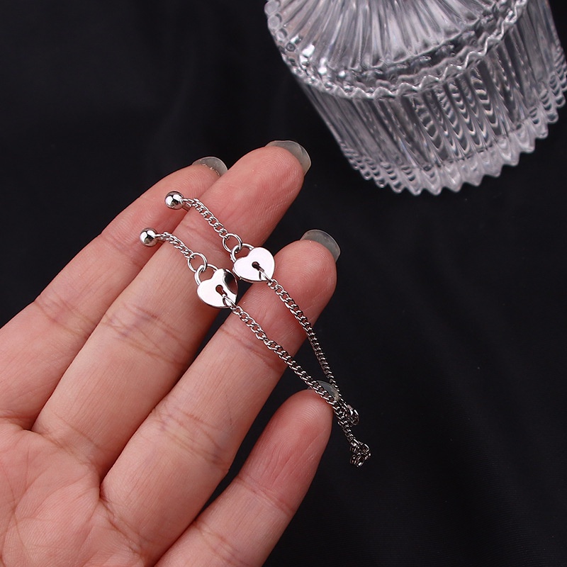 Silver Love Lock Rear Earrings Accessories Trendy Street