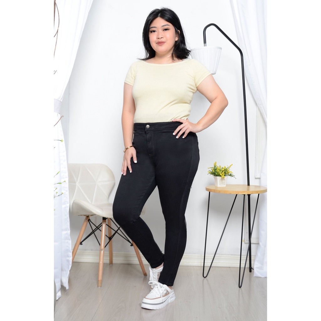 HIMISO VOICE Jeans Jegging Stretch HITAM 822 BIG Highwaist HW Celana Wanita High Quality