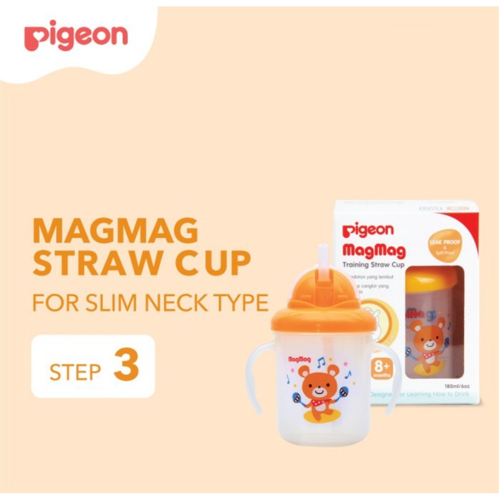 Pigeon Mag-Mag Step 2 Step 3 All in One Set Training Cup System Cangkir Minum Bayi Magmag Pigeon Straw Spout Cup