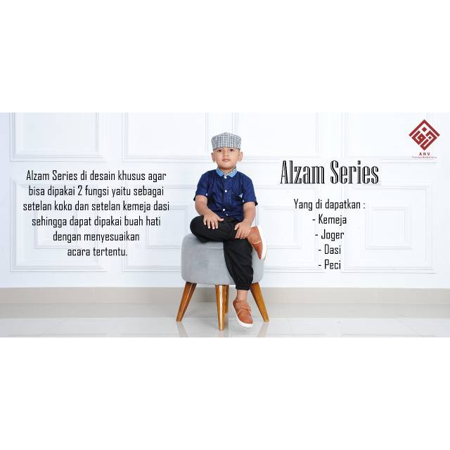 Setelan Alzam Setelan Koko Atau Setelan Kemeja Dasi Koko Joger Peci Dasi Untuk 1 7 Tahun Shopee Indonesia