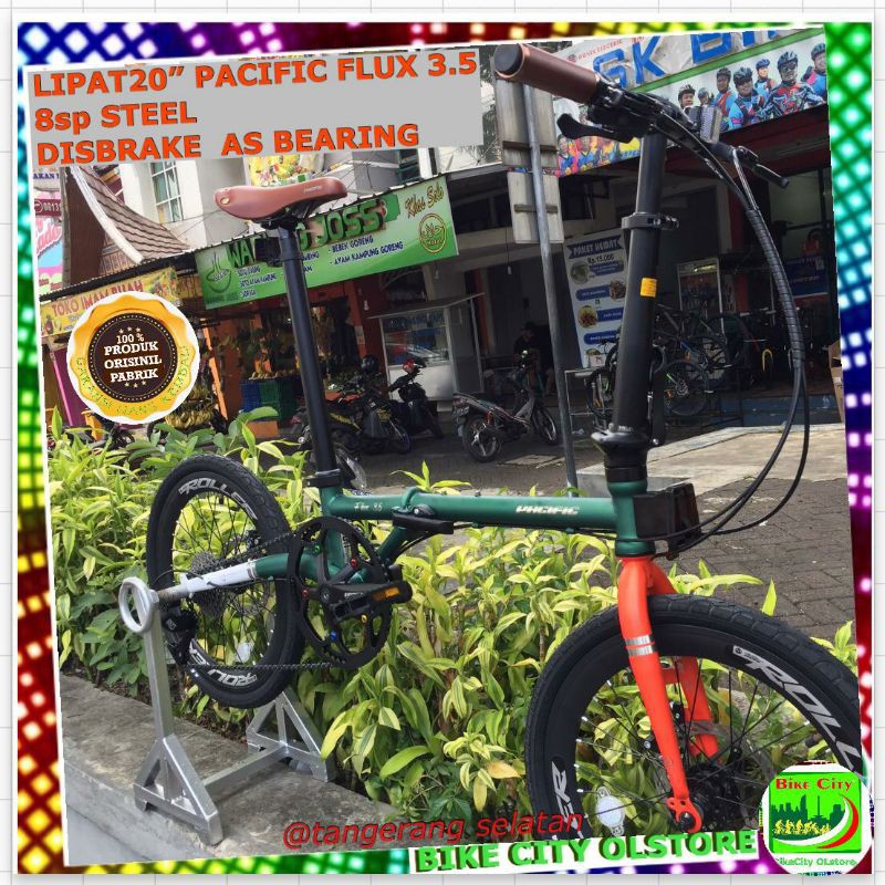 sepeda lipat 20 inch pacific flux 3.5 8sp steel freeongkir jabodetabek Dikirim Rakit Steljadi