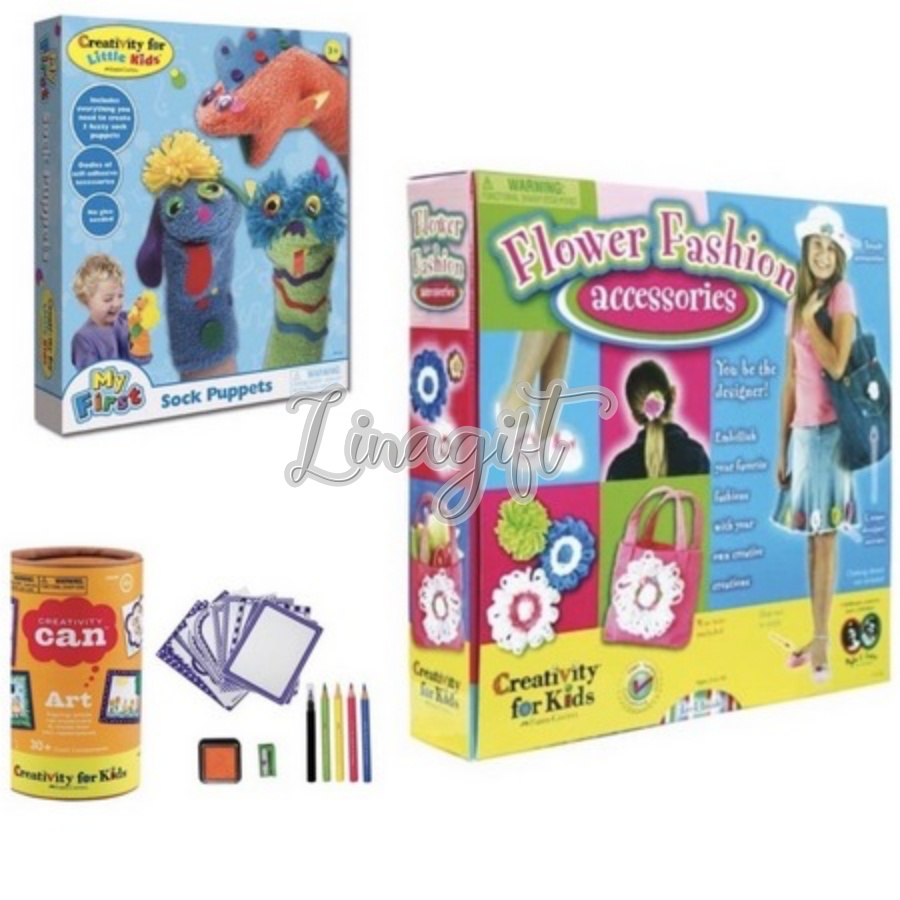 FABER CASTELL CREATIVITY FOR KIDS FLOWER FASHION ACCESORIES/ ART CAN/ MAKE YOUR OWN PUPPET/ DIY