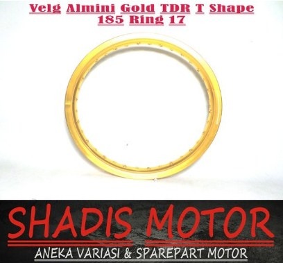 Velg Almini Merk TDR Model W Shape Warna Gold Ukuran 185 Ring 17 Velg Jari Jari Motor