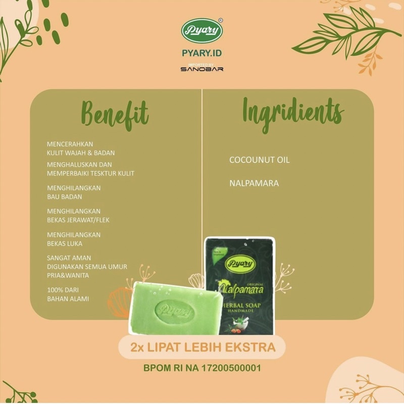 [BPOM] SABUN ARAB PYARY NALPAMARA ORIGINAL TURMERIC SOAP SABUN ARAB BPOM ORIGINAL INDIA SABUN PENCERAH KULIT