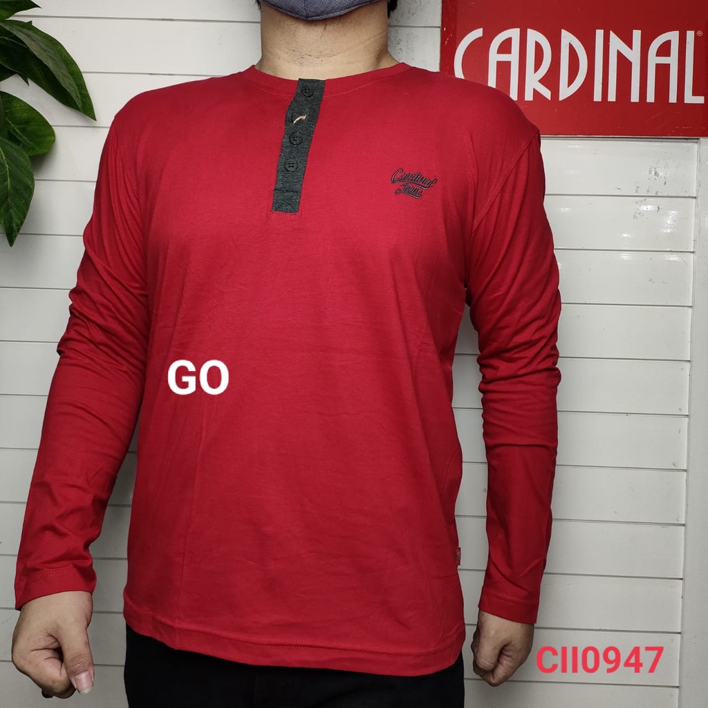 gof CARDINAL JEANS Kaos Cowok Baju Oblong Slimfit Pakaian Pria Lengan Panjang Original Distro