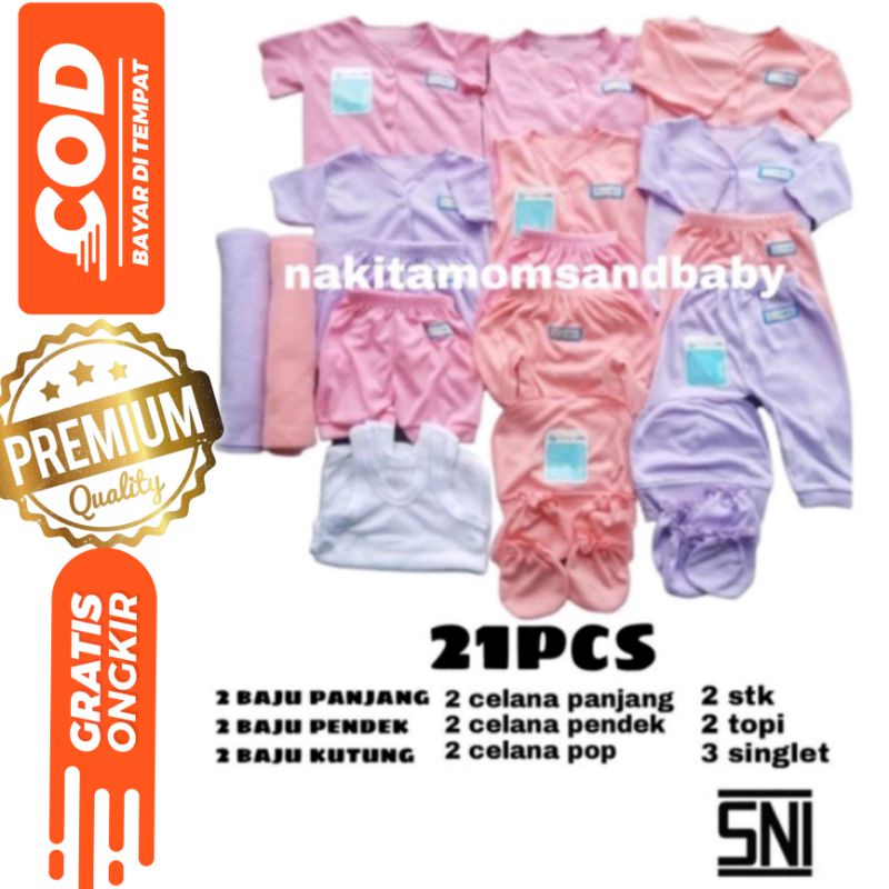 Paket Perlengkapan Baju Bayi Baru Lahir Newborn 180 bedong popok celana bayi kado sarung tangan baju SNI promo 8.8