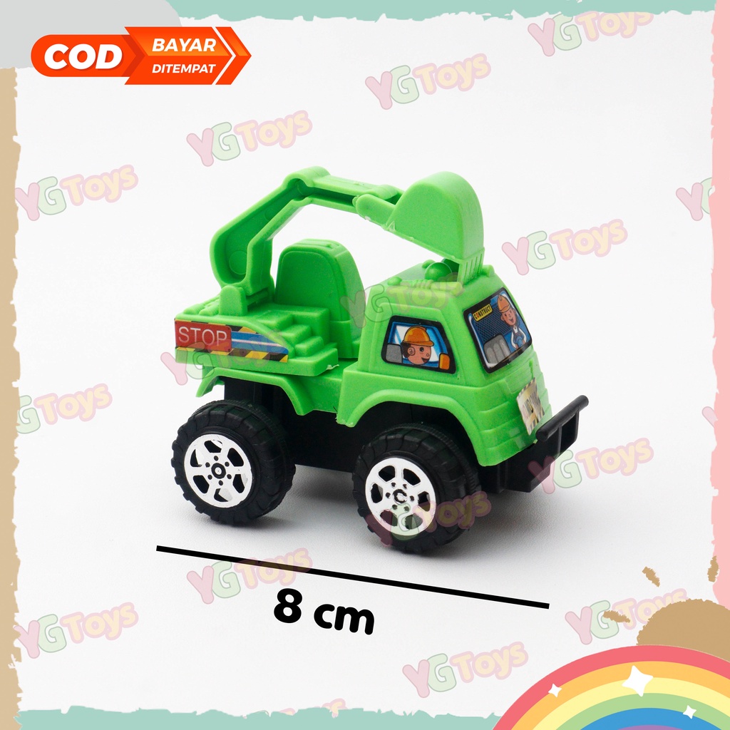 YGtoys Mainan Mobil Mobilan Dorong Anak Laki Laki Konstruksi Truk Beko Excavator Bulldozer Truck Pasir Warna Set isi 3 Pcs