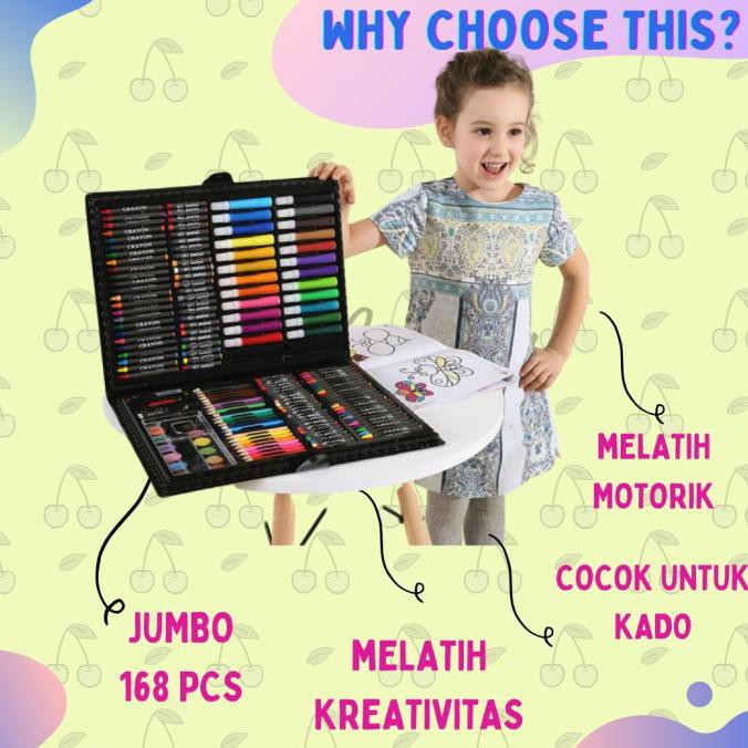 

Sale 168 pcs - pensil warna, alat tulis set crayon, coloring set, colouring - Hitam