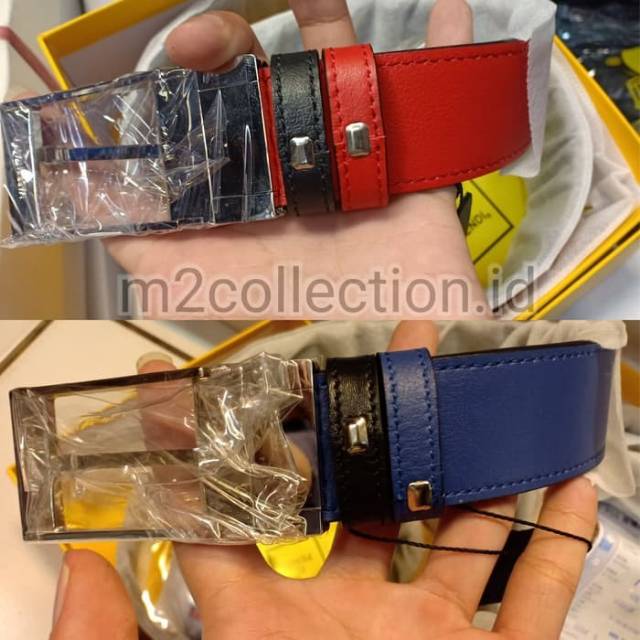 Ikat Pinggang FENDI belt Yellow and Black Mirror Quality / Gesper-Biru and Red
