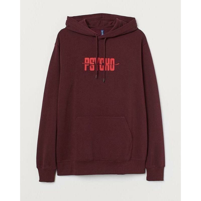 Hoodie Psycho Merah Maroon Pria Wanita Hnm Maroon Free Paper Bag