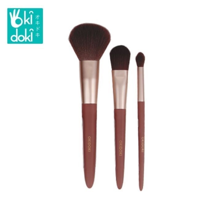 OKIDOKI Cosmetic Brush Set Of3 J.Red Bus-0314 Sw - Kuas Set Isi 3