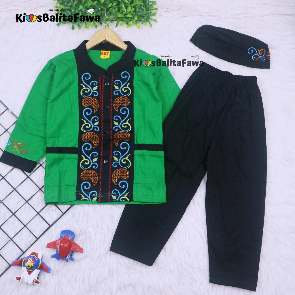 Baju Koko Kurta uk 1-8 Tahun / Setelan PREMIUM BORDIR Muslim Anak Laki Laki Polos Turki Bayi Balita