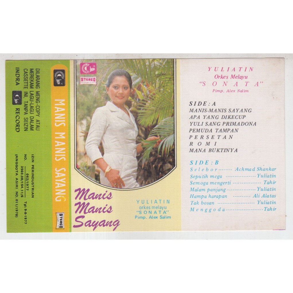 COVER SAMPUL KASET YULIATIN - MANIS MANIS SAYANG