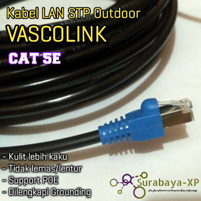 Kabel LAN UTP STP CAT5E 1 M 1 Meter 1M 1Meter Vascolink Outdoor