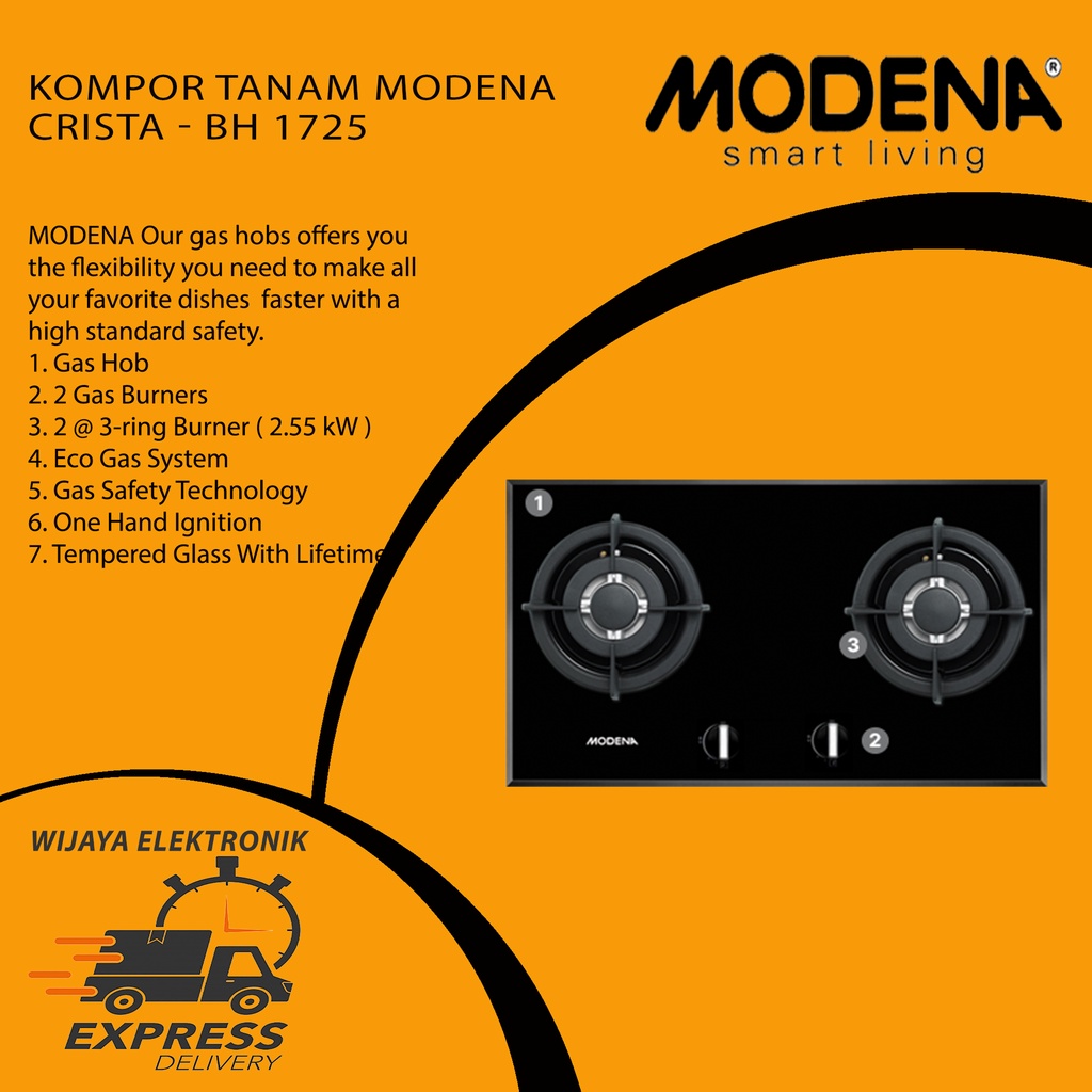 KOMPOR GAS TANAM 2TUNGKU MODENA BH1725