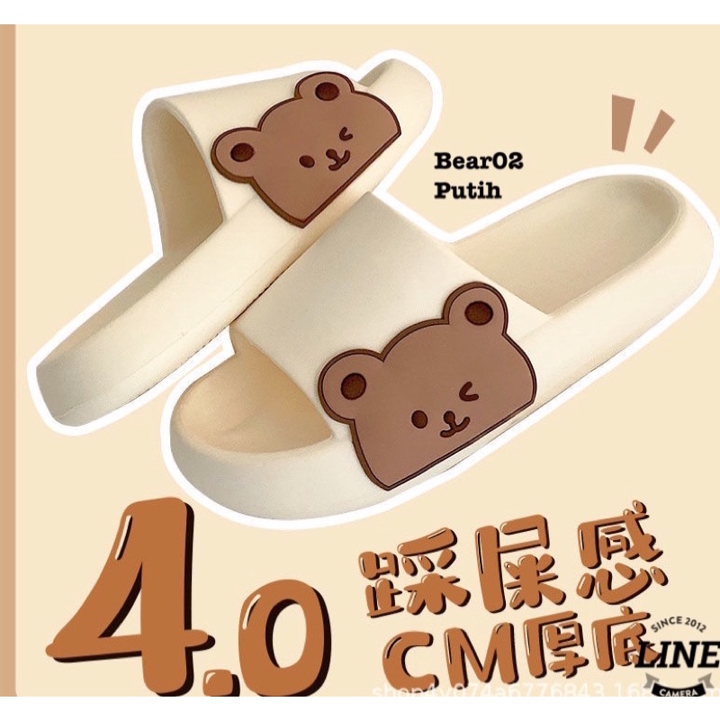 SANDAL RUMAH RUBBER KARET RUMAHAN OUTDOOR JALAN BERUANG BEAR TERBARU TINGGI ANTI LICIN BEAR02