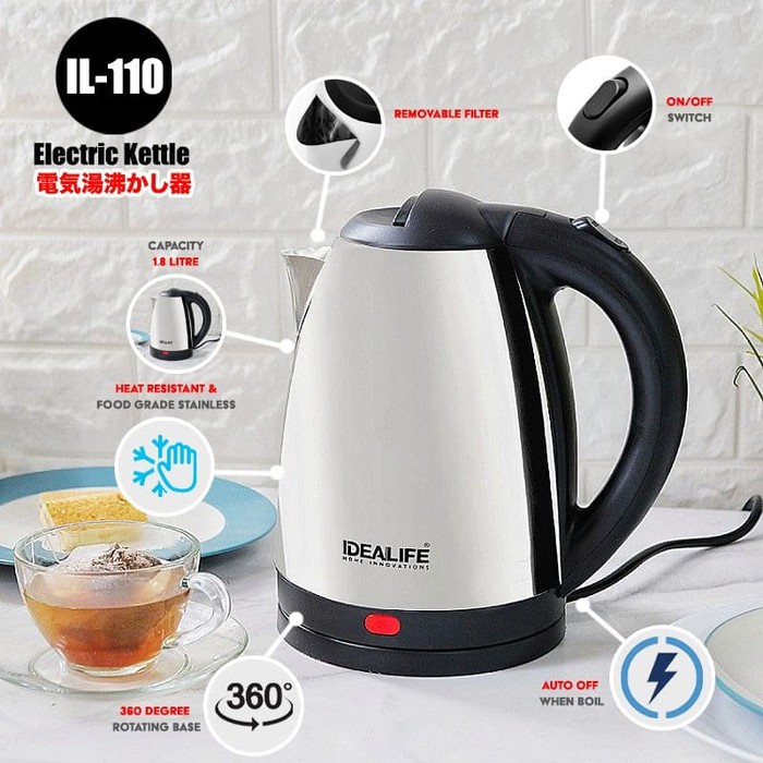 Teko Listrik IL110 Idealife Ketel Elektrik Pemanas Masak Air Kettle IL 110 Electric Kettle stainless garansi resmi