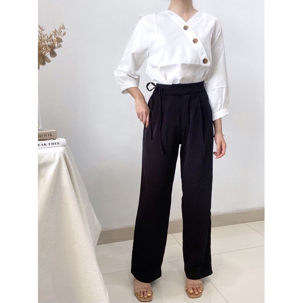 KIRANA Celana Highwaist Loose Pants Casual / Celana Kantor Wanita Formal / Kulot Wanita Pita P8