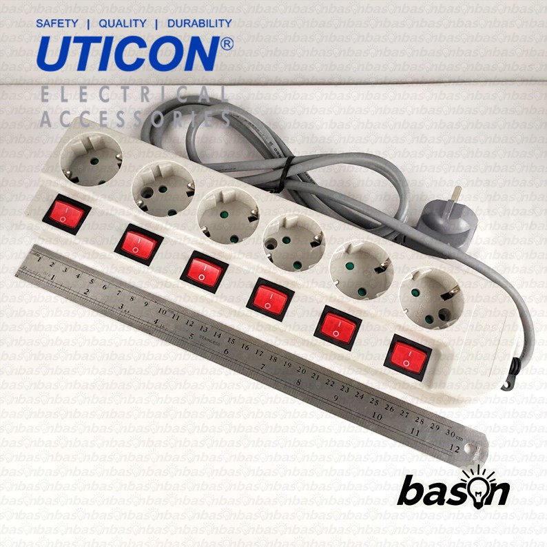 UTICON ST1682SW  - Extension Stop Kontak 6 Lubang 1.5 Meter dengan individual switch