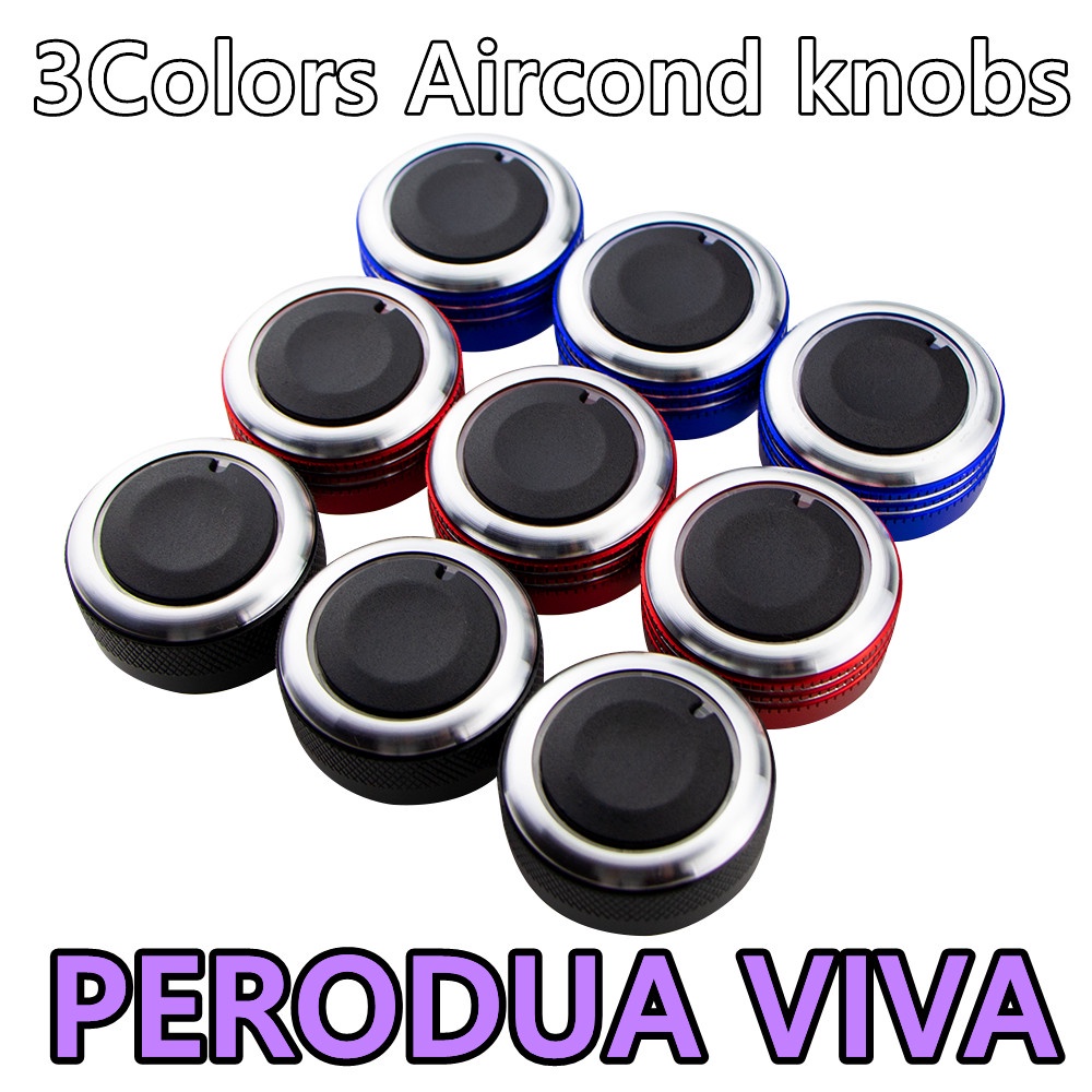 3pcs / Set knob Ac Bahan Aluminum Alloy 3 Warna Untuk Perodua Viva