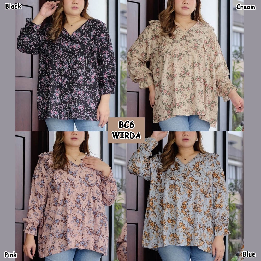 BIGCLO - (COD) Blouse Jumbo BC6 Atasan Wanita Lengan Panjang Bigsize