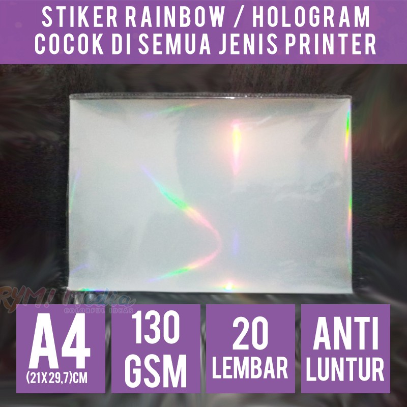 Jual Stiker Hologram A Isi Sticker Pet Rainbow Pelangi Holo Gsm Anti Luntur For