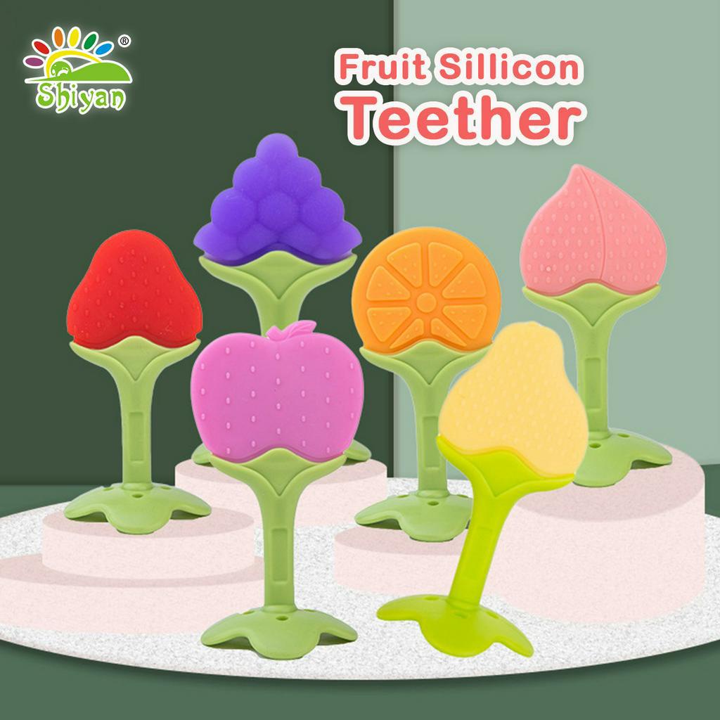 Teether Bahan Silikon Baby Fruit Teether Gigitan Teether Gigitan Bentuk Buah Bahan Silikon BPA FREE