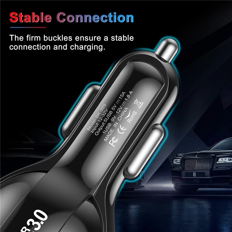 Adapter Charger Mobil 5 Port Usb Qc3.0 Fast Charging Untuk Iphone / Android