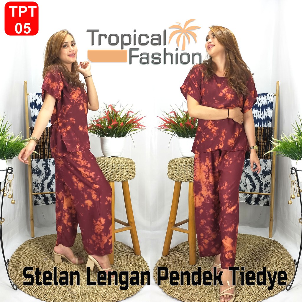 Setelan Panjang Wanita Motif Tiedye &amp; Smoke Bahan Rayon Premium Untuk Remaja dan Dewasa Termurah