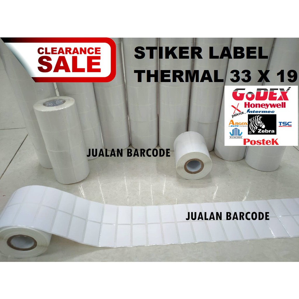 

STIKER LABEL THERMAL BARCODE 33 X 19 mm DIRECT THERMAL 33x19 mm 2 LINE ISI 1500 PCS