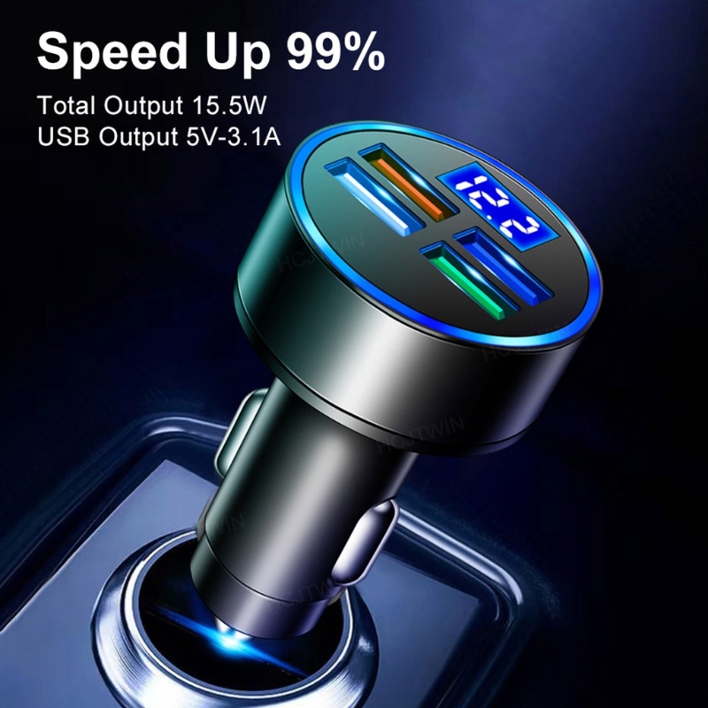 Zzz Adapter Charger Mobil 4 Port USB 3.1A 5V Fast Charging Universal