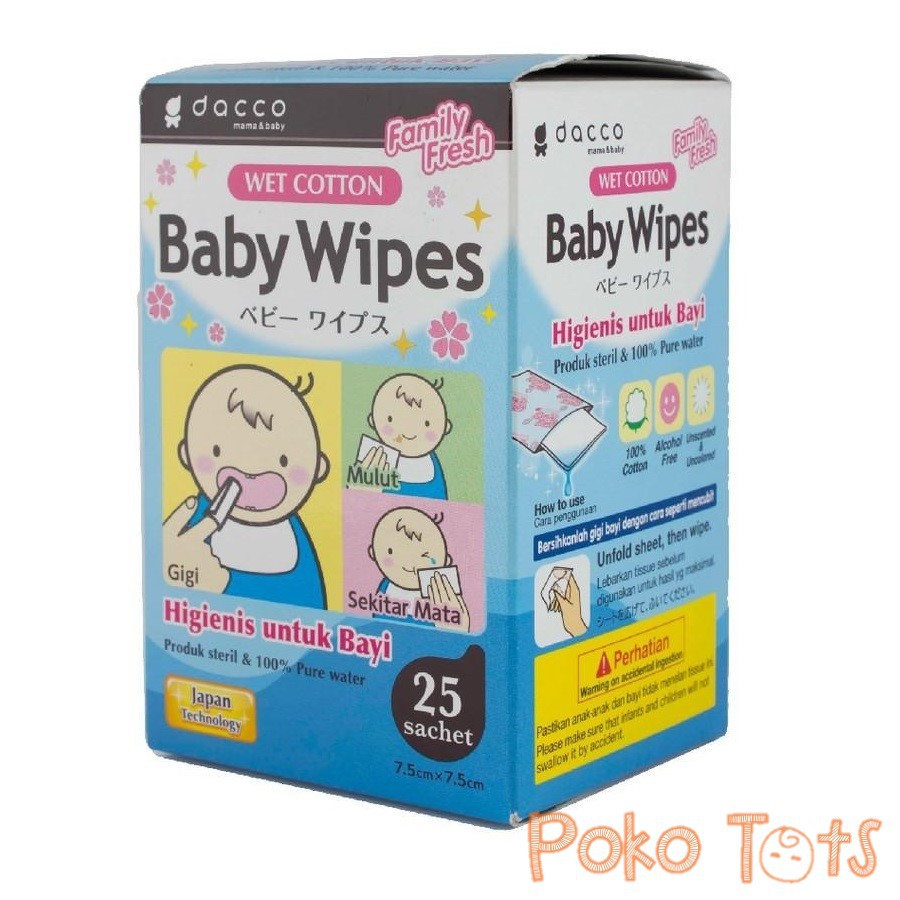 Dacco Baby Wipes Wet Cotton 25s Tissue Basah Bayi 25 sheet WHS