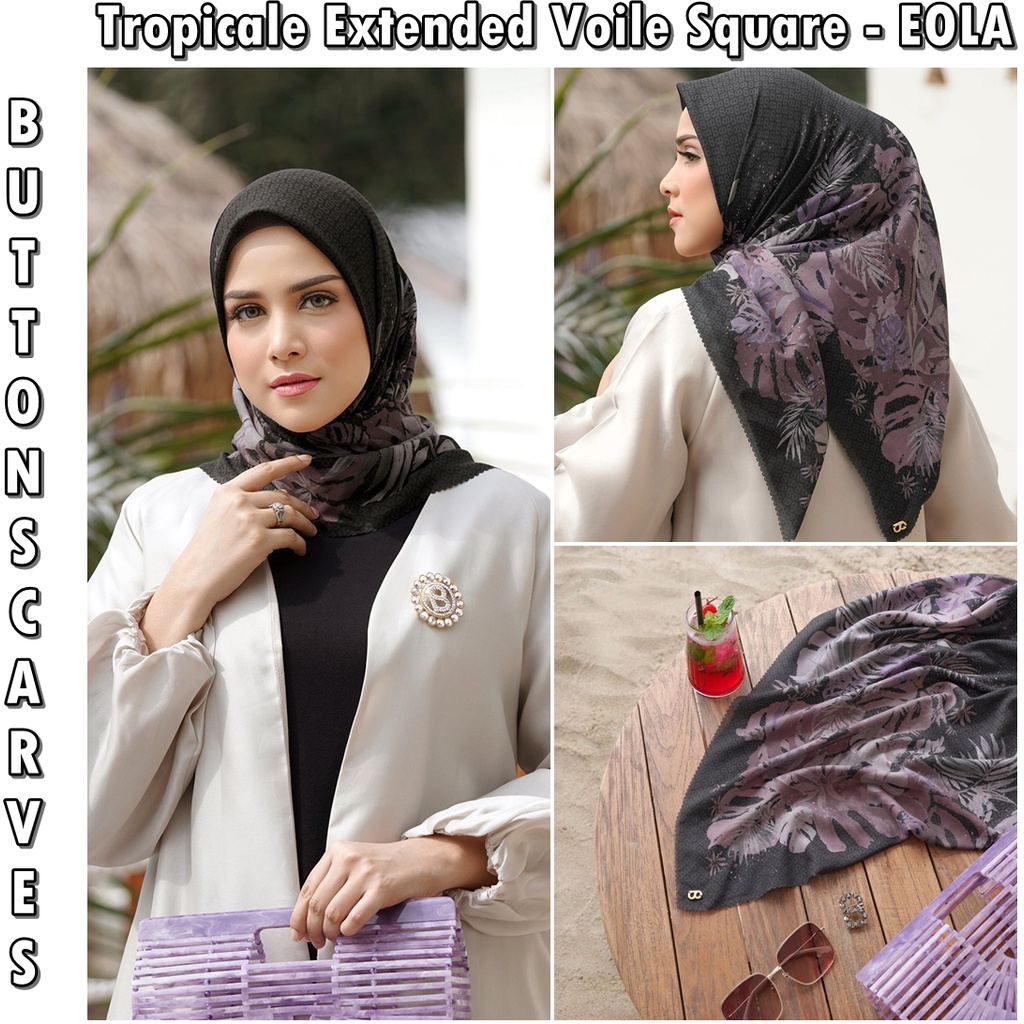 Tropicale Extended Voile Square - Eola By Buttonscarves